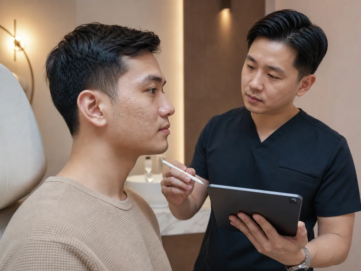 Rolling scars discussed during a doctor-led consultation