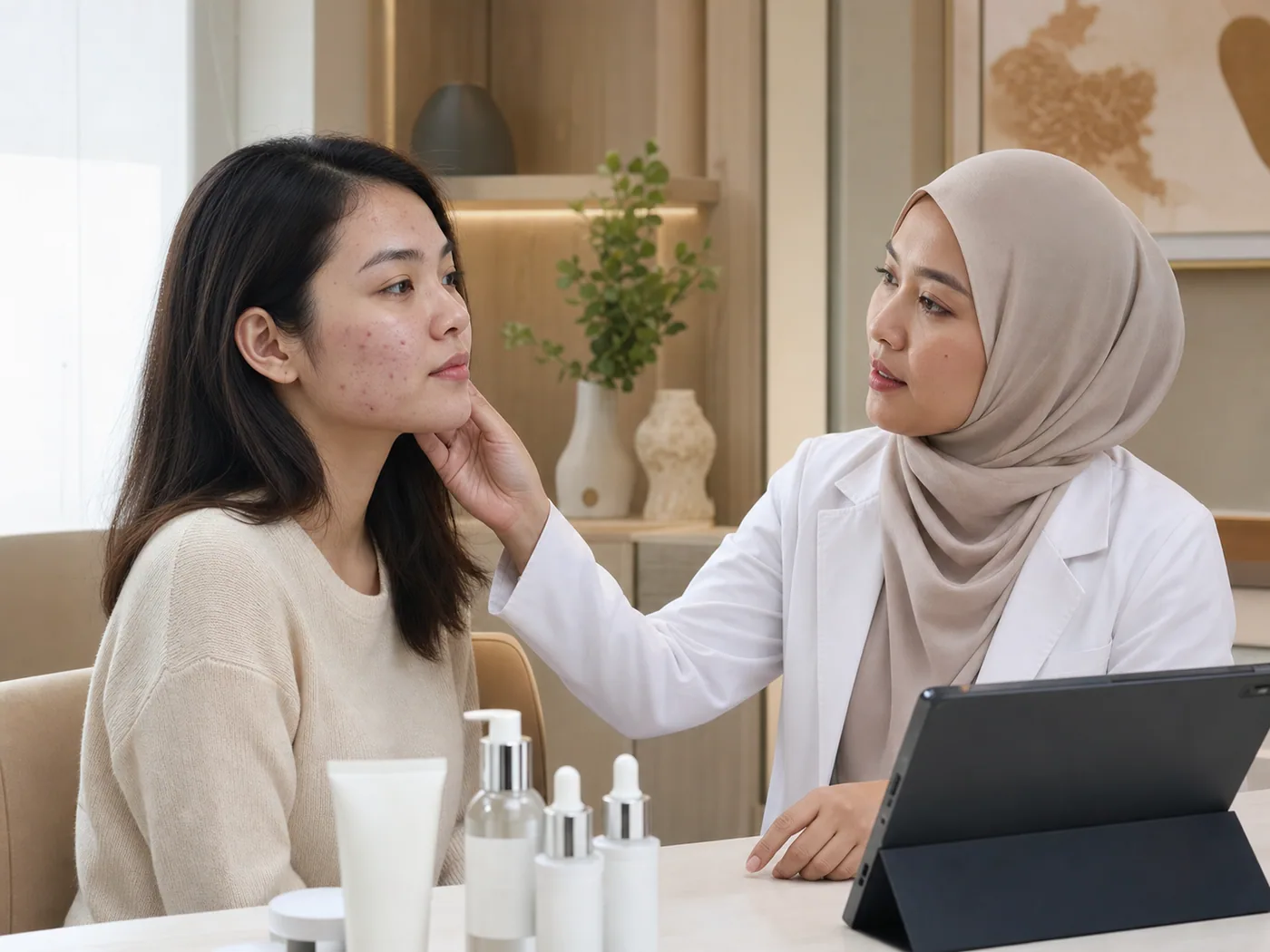 Recurring breakouts discussed during a doctor-led consultation