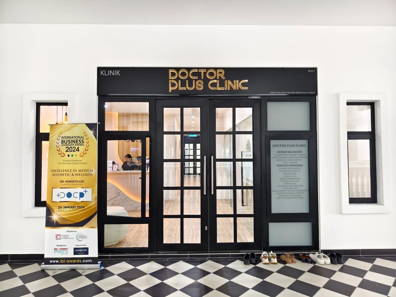 Street-level entrance to Dr Plus Aesthetic Clinic