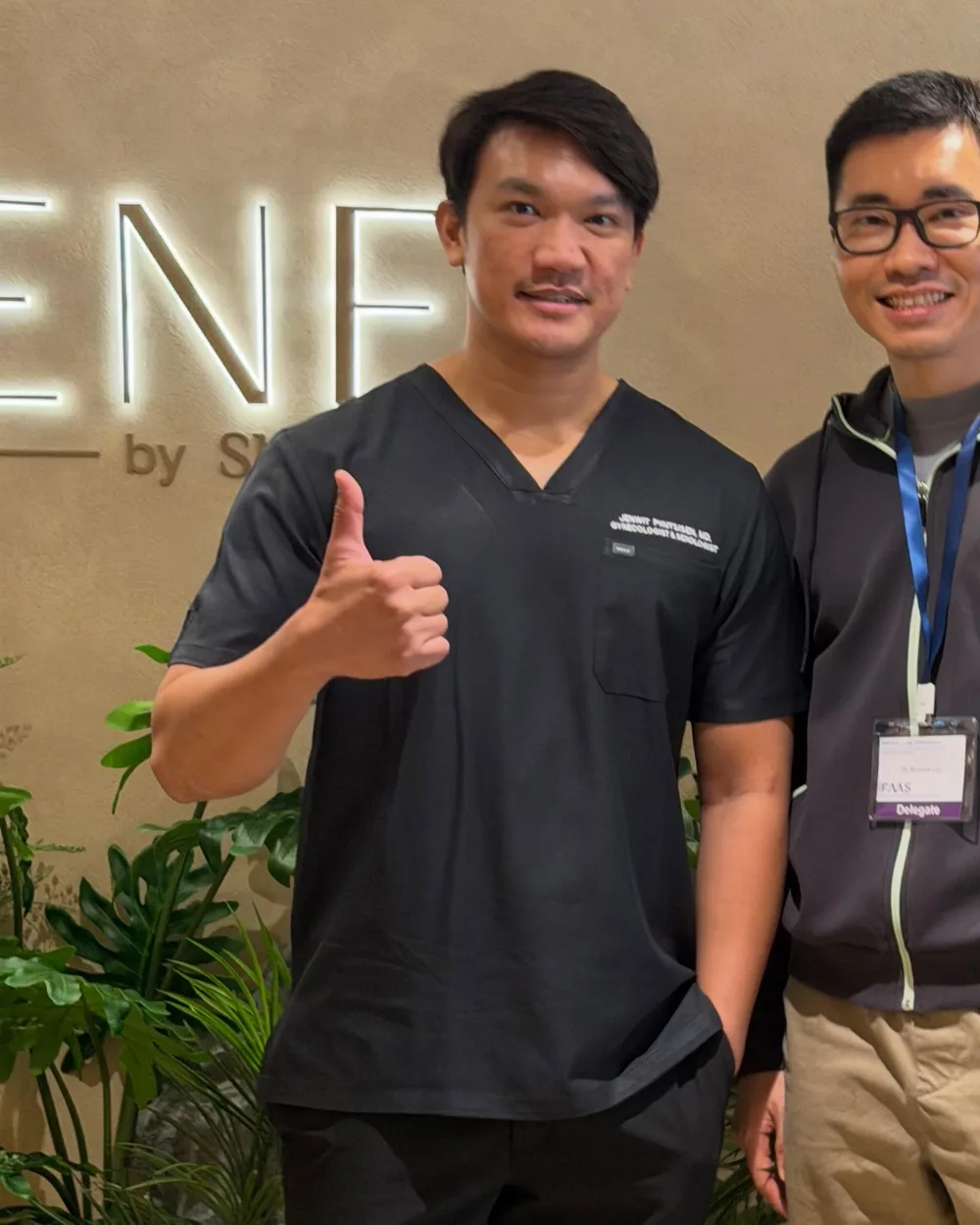 Dr Kenneth Lee with a specialist trainer at professional training in Bangkok