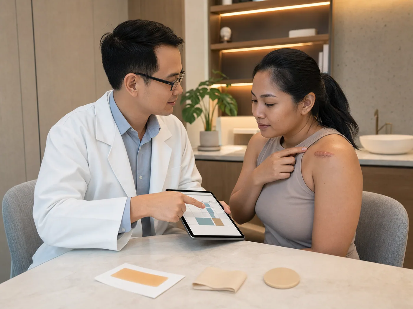 Growing raised scars discussed during a doctor-led consultation